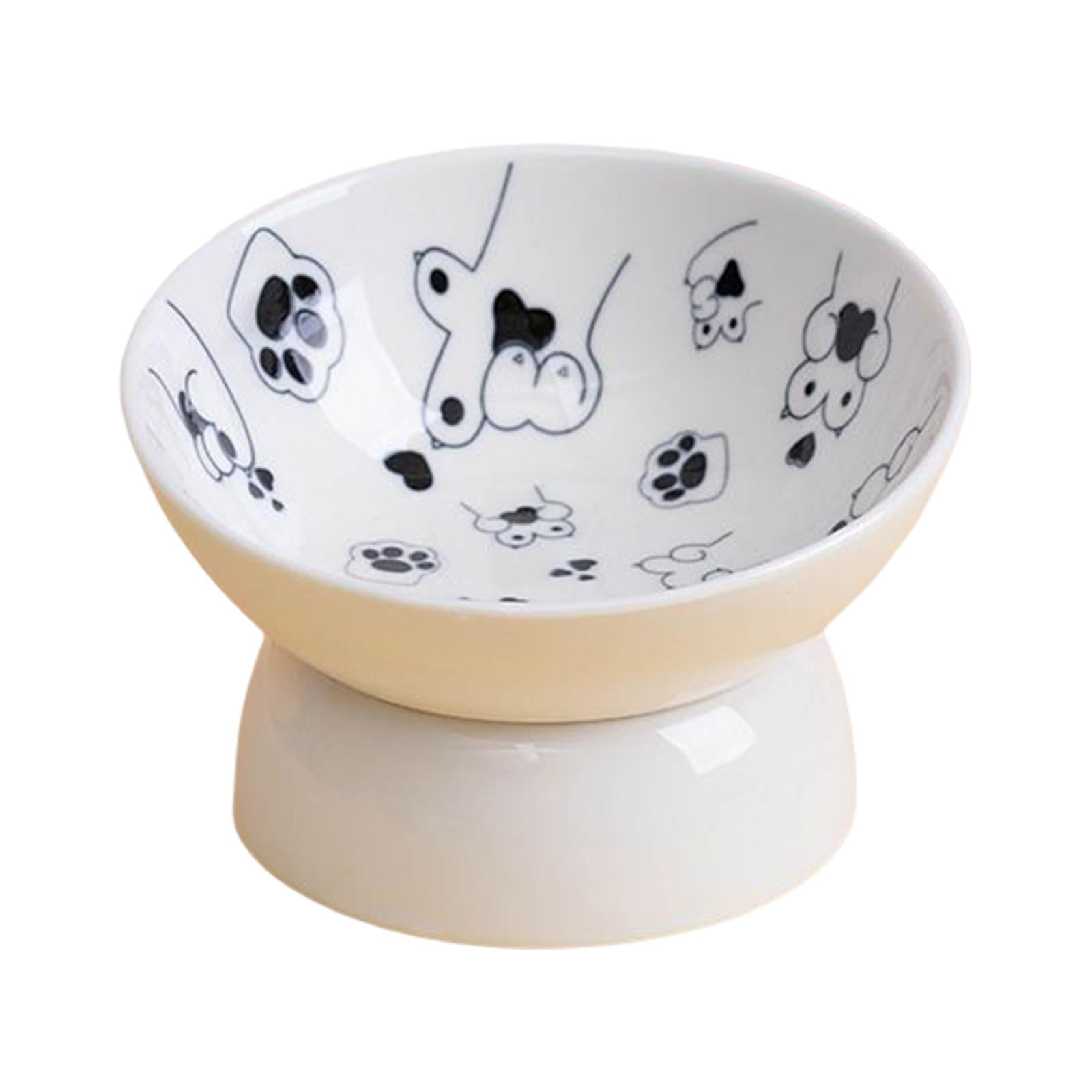 Bvdfgk Ceramic Raised Pet Feeder Elevated Cat Bowl Water Drinking Bowl Pet Feeding Bowl Black