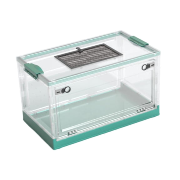 Bvdfgk Clear Folding Reptile Tank Habitat Desktop Pet Enclosure for Small Reptiles Mesh Blue L
