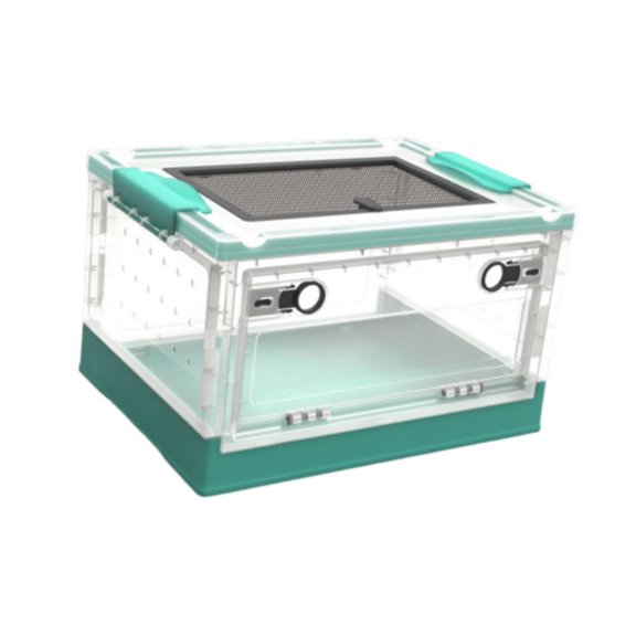 Bvdfgk Clear Folding Reptile Tank Habitat Desktop Pet Enclosure for Small Reptiles Mesh Blue S