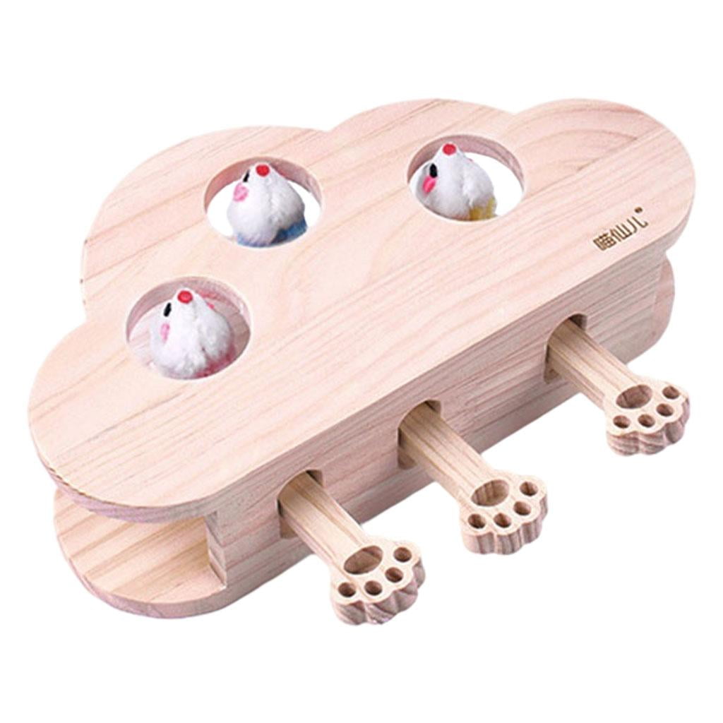 Bvdfgk Cloud Shape Wooden Puzzle Box Pet Training Indoor Tease Easy Use Funny Game Solid 5 Holes Cat Hit Gophers Interactive Exercise Toys Cat mice