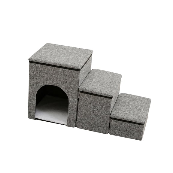 Bvdfgk Collapsible Pet Stairs Pet Storage Step for Couch Loft Bed Multipurpose Portable Grey