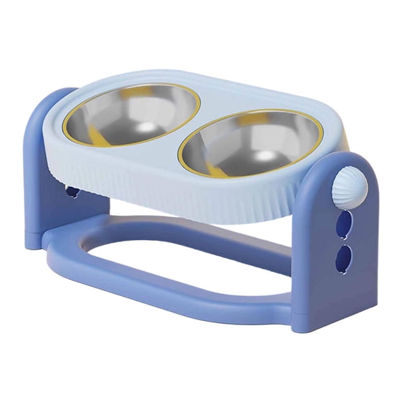 Bvdfgk Elevated Cat Bowl with Adjustable Feeding Station, Double Angled Bowl, Non-Slip, Blue