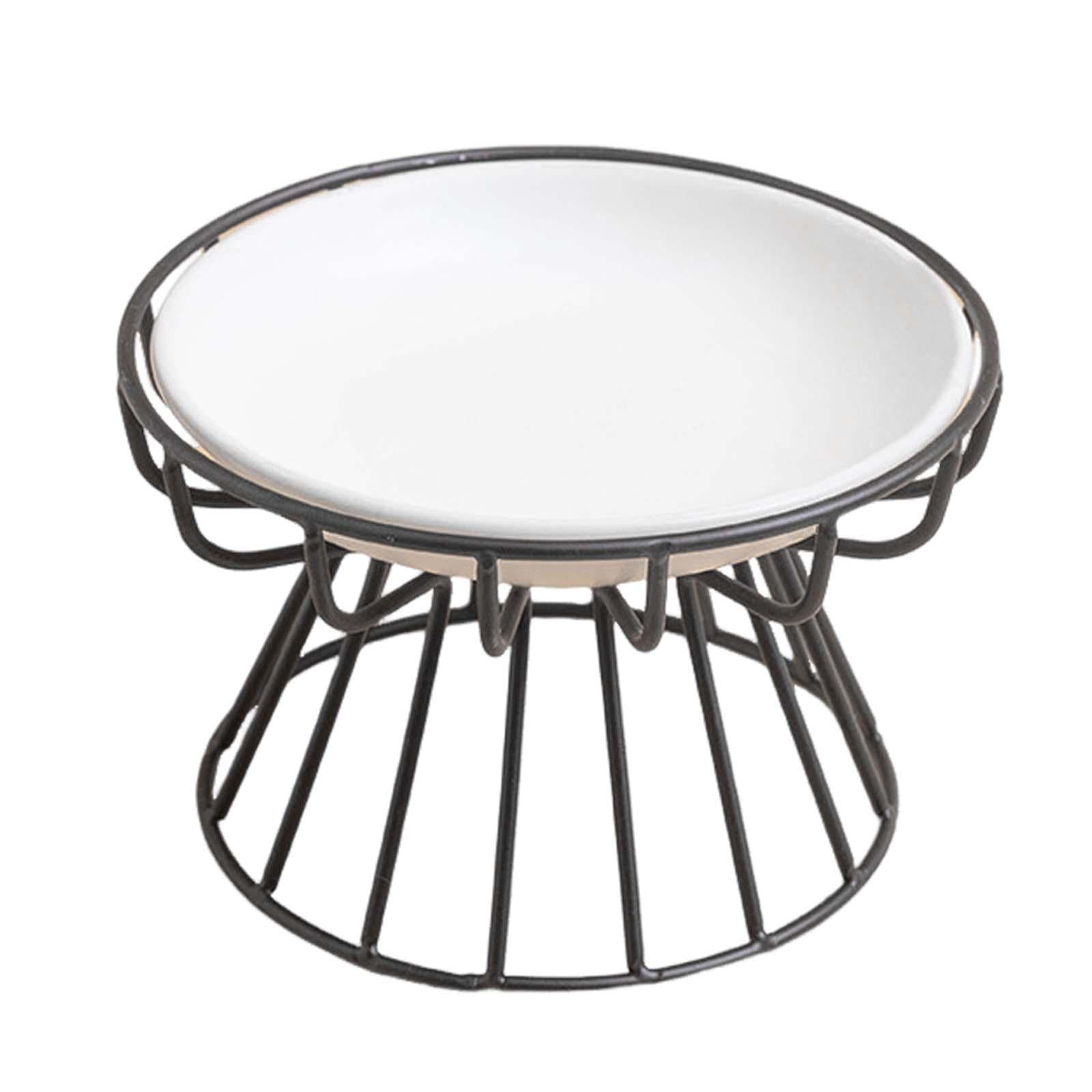 Bvdfgk Elevated Cat Feeder Bowl Ceramic Dish Iron Rack Minimalist Anti Slip Easily Wash Style G