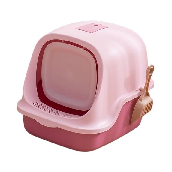 Bvdfgk Enclosed Cat Kitty Litter Pan Fully Enclosed Covered Splashproof for Indoor Cats Pink