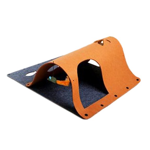 Bvdfgk Felt Cat Tunnel for Indoor Cats with Hanging Mouse Tent for Kitten 44x60cm Brown