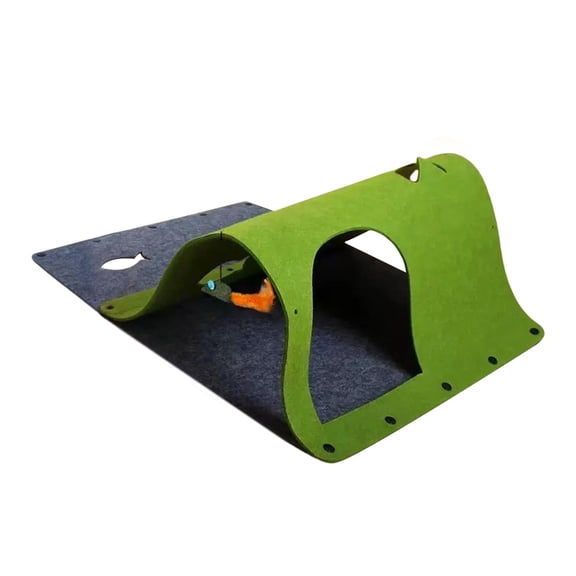 Bvdfgk Felt Cat Tunnel for Indoor Cats with Hanging Mouse for Kitten Rabbit Hides Green