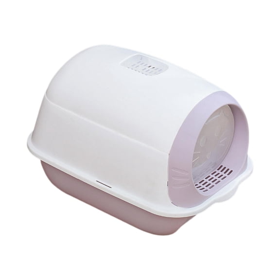 Bvdfgk Hooded Cat Litter Box Enclosed Potty Toilet with Gate, Litter Pan Spoon Deep Loo Violet