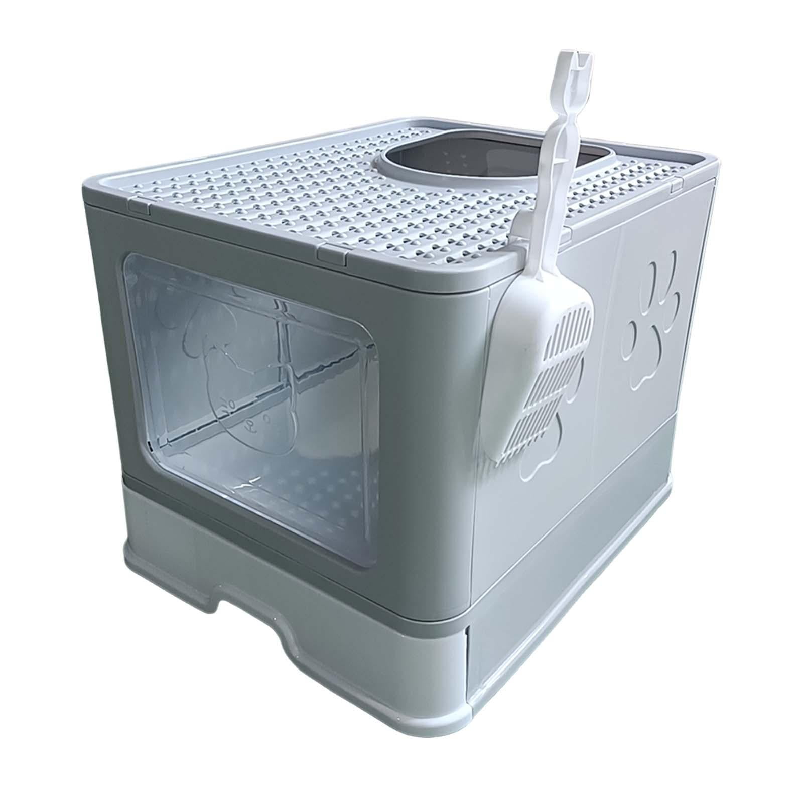 Bvdfgk Hooded Cat Litter Box with Lid, Indoor Cats Litter Box Enclosed Cat Toilet with Gray