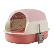 Bvdfgk Hooded Cat Litter Boxes, Hooded Pet Litter Box, Fully Enclosed Cat Toilet, Large Pink