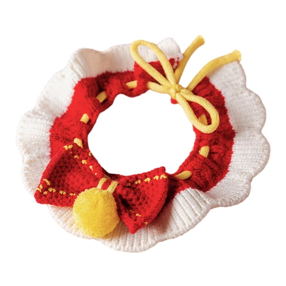 Bvdfgk Knitting Cat Collar Adjustable Photo Props Knitted New Year Cat Collar for Kitty Style B