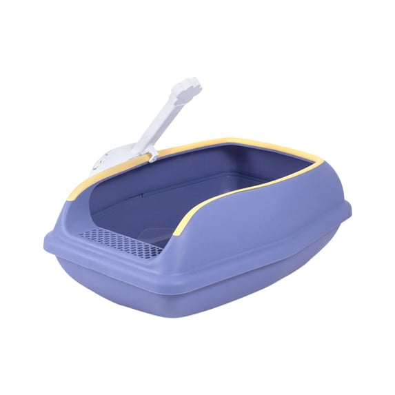 Bvdfgk Litter Box Bedpan Portable with High Side Cat Sand Box Splashproof Kitten Toilet L Violet