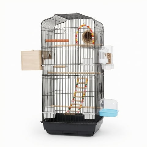 Bvdfgk Metal Aviary Cage Tall Birdcage Cage with Pull-out Tray Easy-to-Clean for Parrot B600 Black Pro