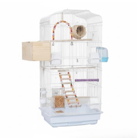 Bvdfgk Metal Aviary Cage Tall Birdcage Cage with Pull-out Tray Easy-to-Clean for Parrot B600 White Pro