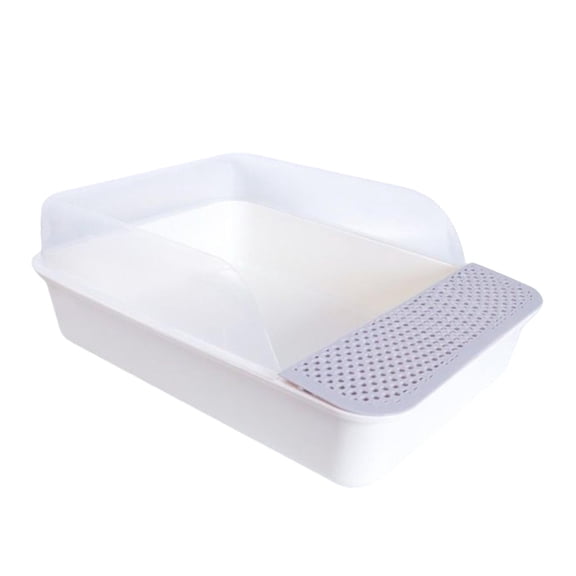 Bvdfgk Open Top Cat Litter Tray Sandbox Semi Enclosed Kitty Litter Box Cat Toilet for Grey White Large