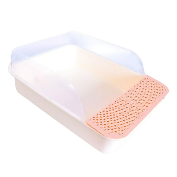 Bvdfgk Open Top Cat Litter Tray Sandbox Semi Enclosed Kitty Litter Box Cat Toilet for Pink White Large