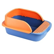 Bvdfgk Semi Enclosed Cat Litter Box, Detachable Design High Sided Rim Portable Pan Tray Blue