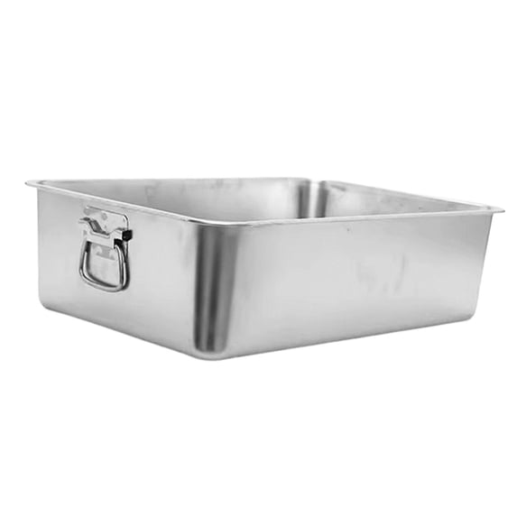 Bvdfgk Stainless Steel Cat Litter Box with Handle Kitten Potty Sturdy Scratch Resistant 50cmx35cmx10cm