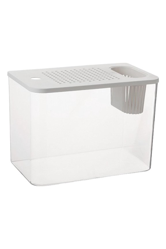 Transparent Terrarium for Reptiles, Aquarium with Feeder, Cage And Habitat for Crayfish, Made of Polypropylene (PP), Ideal for The Office, Living Room White Lid