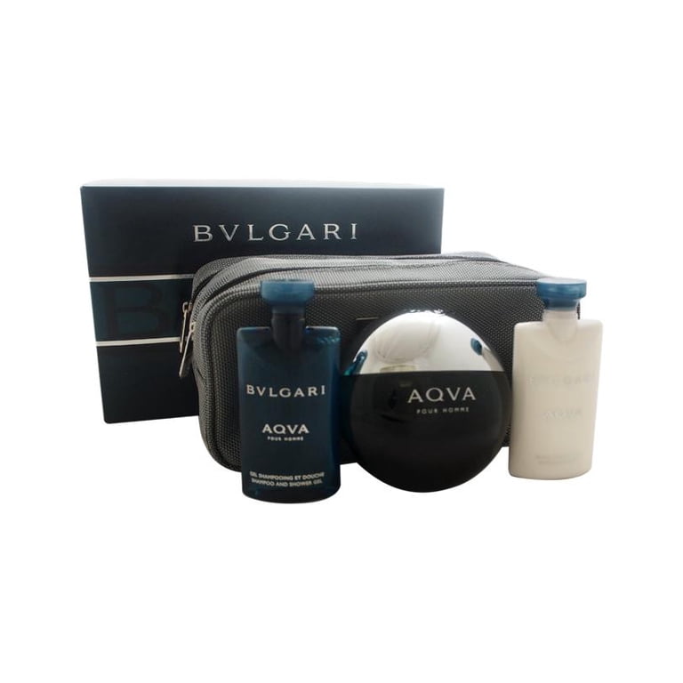 BVLGARI AQVA POUR HOMME セット　ポーチ付き Bvlgari Aqva by Bvlgari for Men - 4 Pc Gift Set 3.4oz EDT Spray