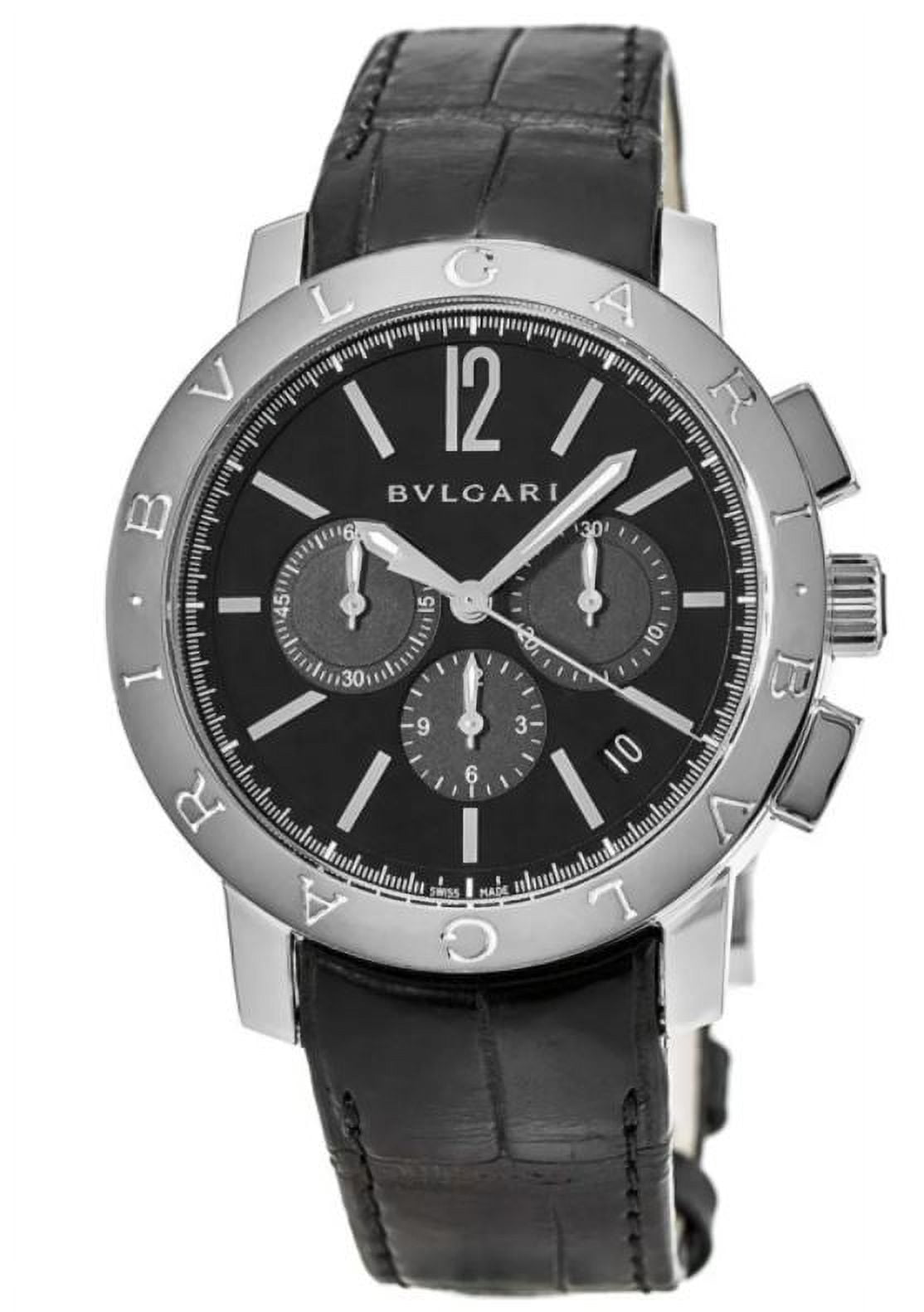 【BVLGARI】 ブラックレザー デジタル腕時計 102121 Bvlgari Octo