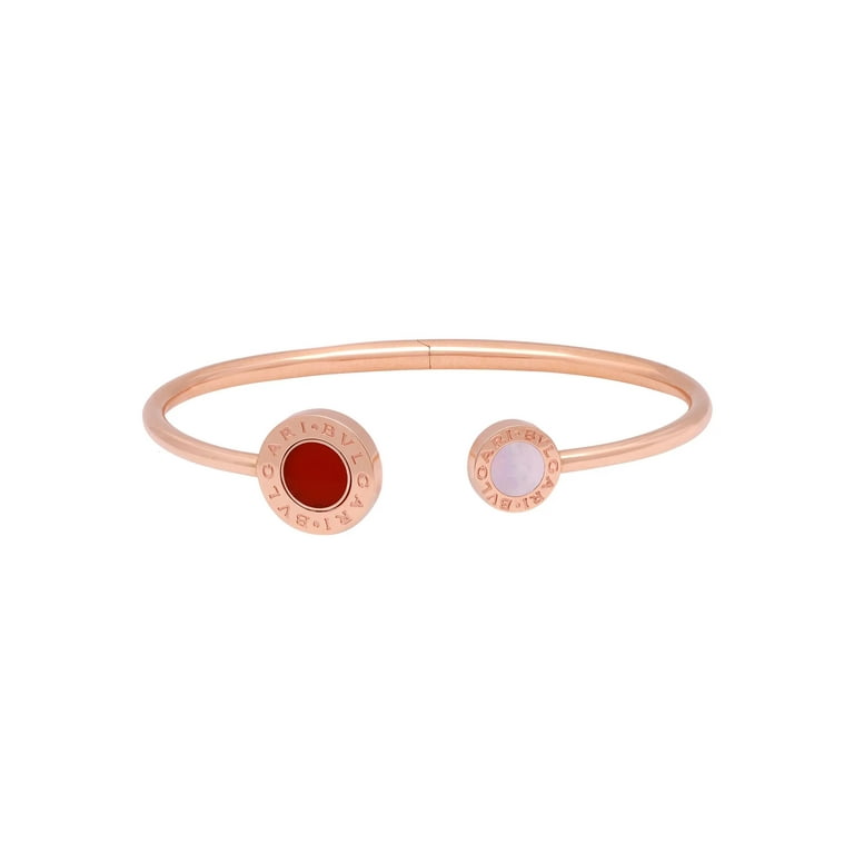 Bvlgari Classic Carnelian Mother Of Pearl Open Flip Bracelet 18K 
