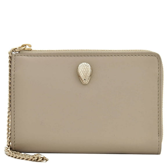 Bvlgari Ivory Serpenti Forever Zipped Leather Card Holder