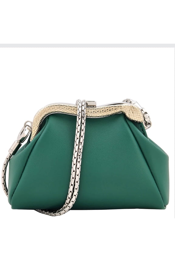 Serpentine Calf Leather Micro Pouch - Green