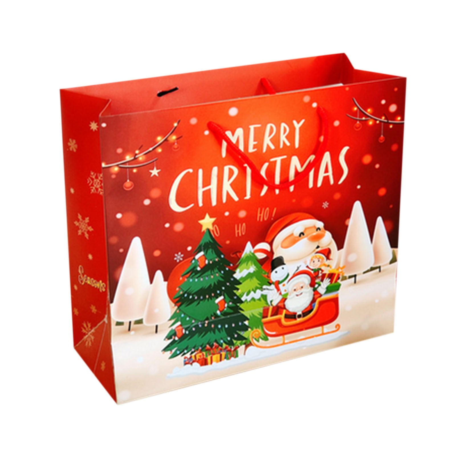 Bvodoz New Christmas Gift Bag Holiday Theme Print Handheld Bag Paper