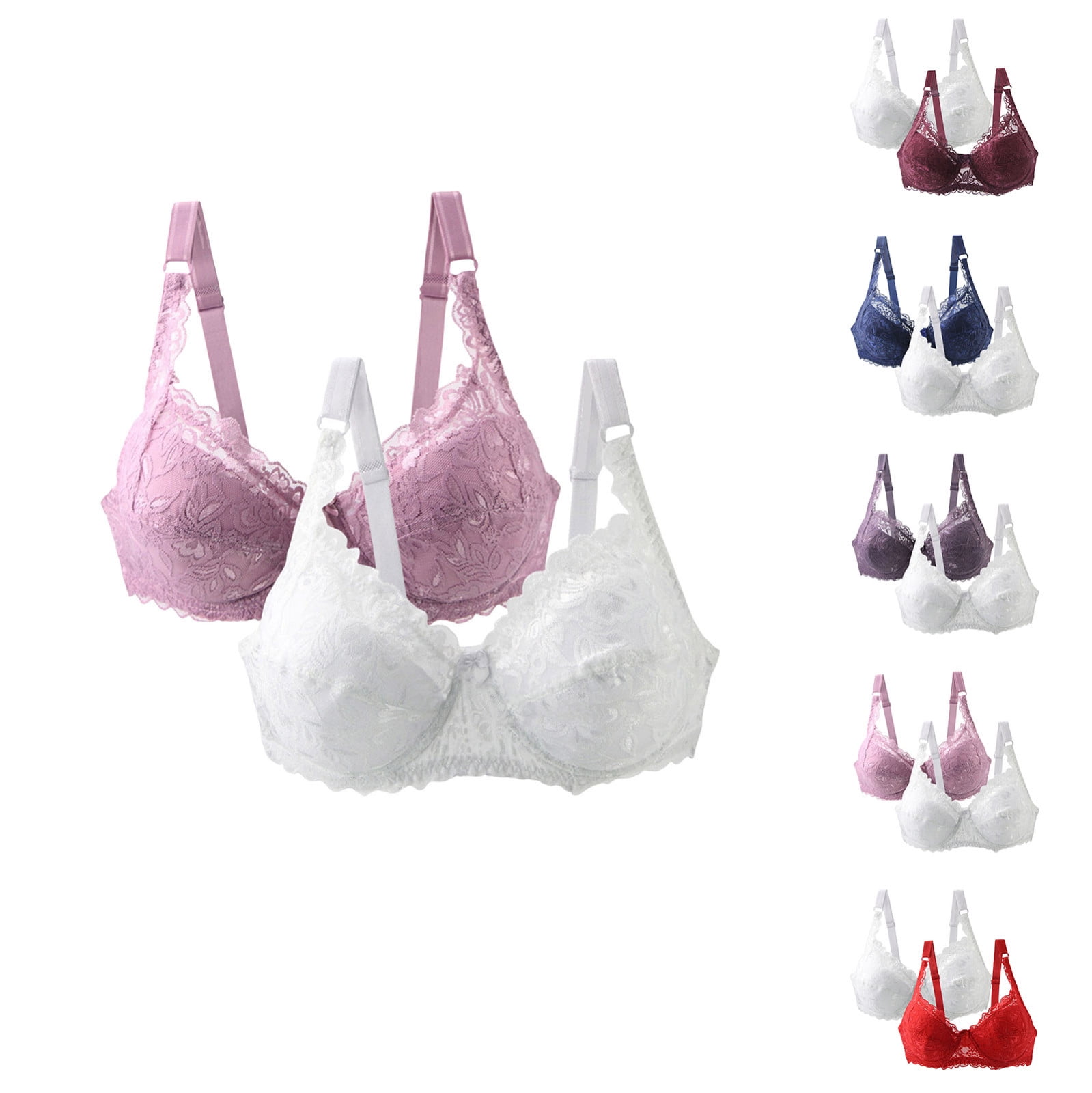 Bvxeep 2-Piece Women's Seamless Push-Up Lace Sports Bra Comfortable ...