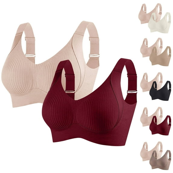 Bvxeep 2-Piece Women's Sports Wirefree Bra Daily Underwear