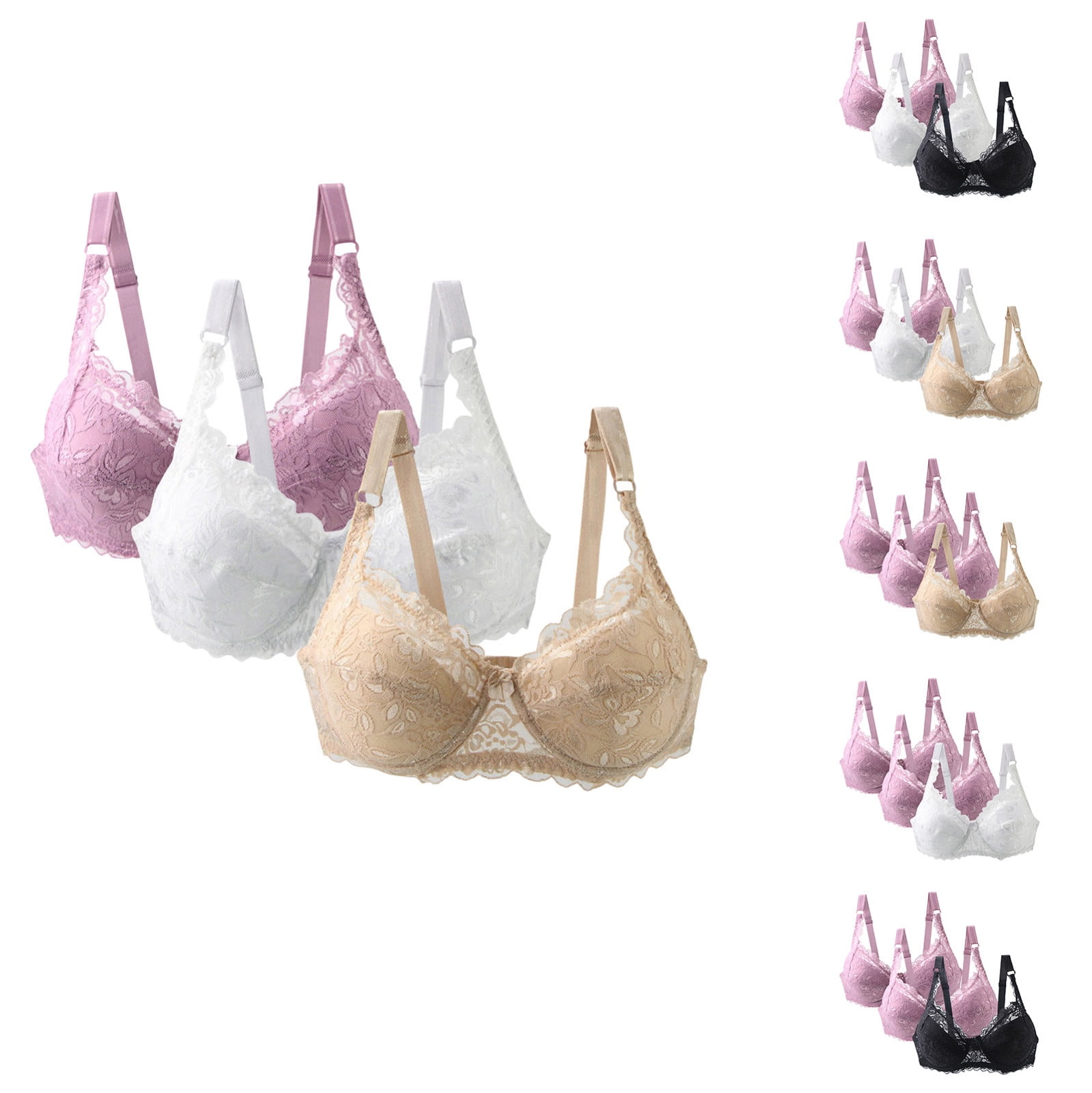 Bvxeep 3PC Women's Push-up Lace Sports Bra Underwear/36/80C - Walmart.com