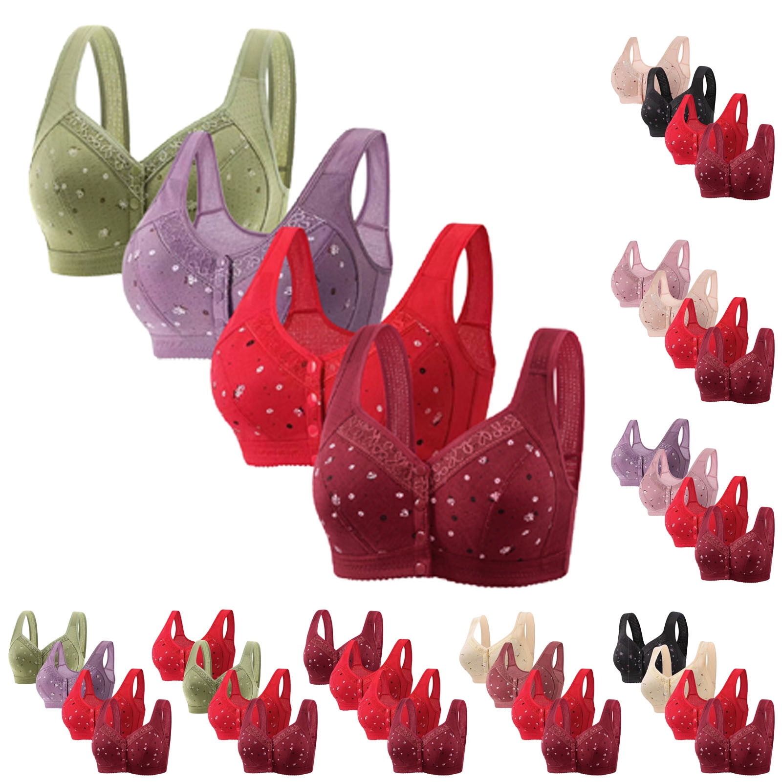 Bvxeep 4PC Women's Plus Size Wireless Push-Up Comfortable Breathable ...