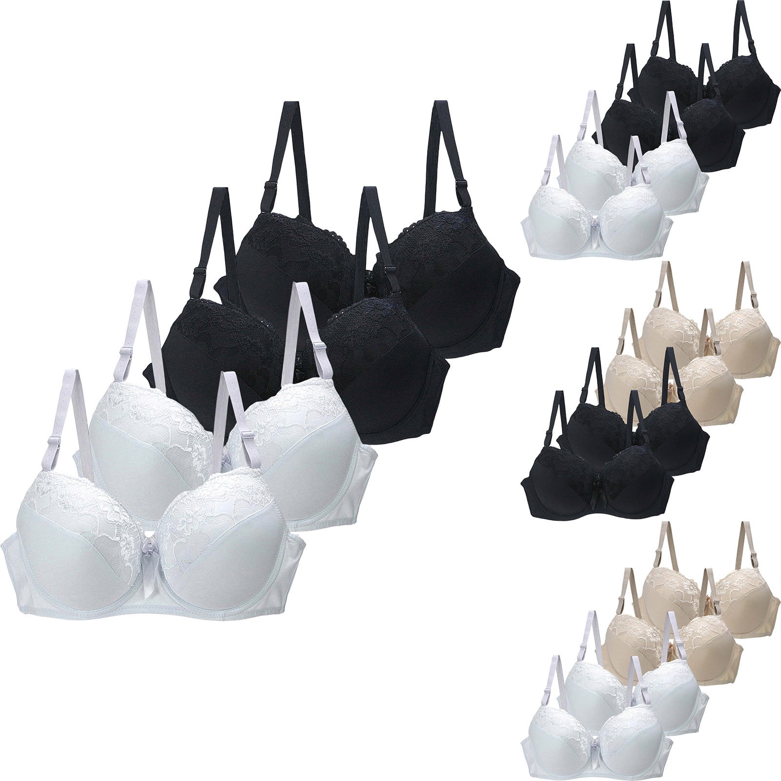 Bvxeep 4PC Women's Push-up Lace Sports Bra - Walmart.com