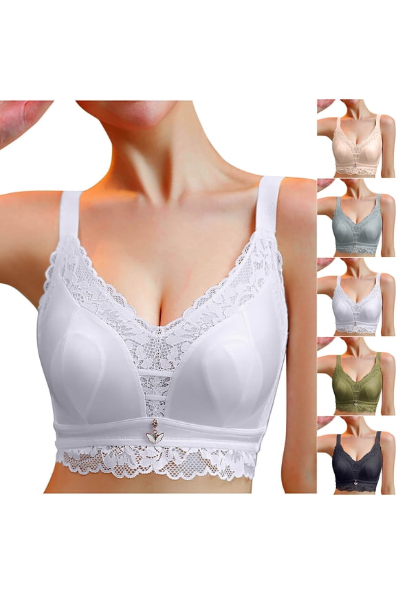 Plus Size Middle-Aged Women's Wirefree Bra Seamless Back Hook-Exposure Daily Bra