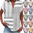 thumbnail image 1 of Bvxeep Women's Casual Printed Short Sleeve Linen Button Loungewear V-Neck Top, 1 of 6