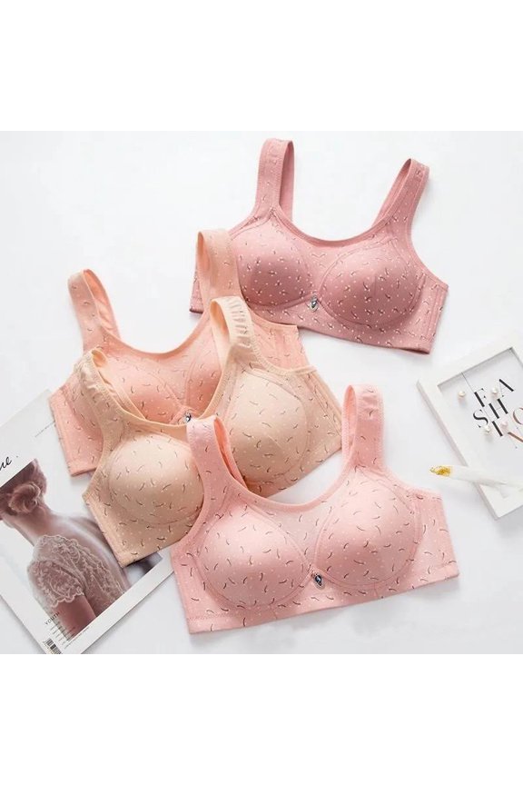 Women's Fashionable Printed Wireless Bra-Seamless,- Hooks, Push-up Cup,-exposure, Everyday Wear