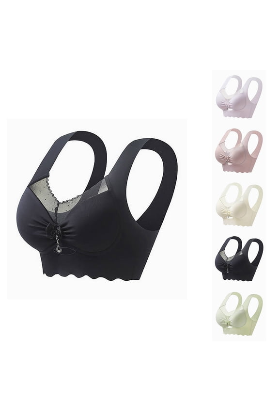 Women's French Lace Seamless Beautiful Back Strap Crop Top Push-Up Fixed Cup Wirefree Style Bra