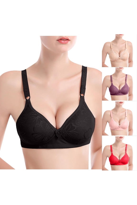 Women's Lace Wireless Bra-Seamless Push-up Cup,-exposure, Back-beautifying