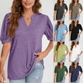 thumbnail image 1 of Bvxeep Women's Loose Versatile V-neck Half Sleeve Linen Top Blouse / Short Sleeve V-neck Top/Shirt, 1 of 5