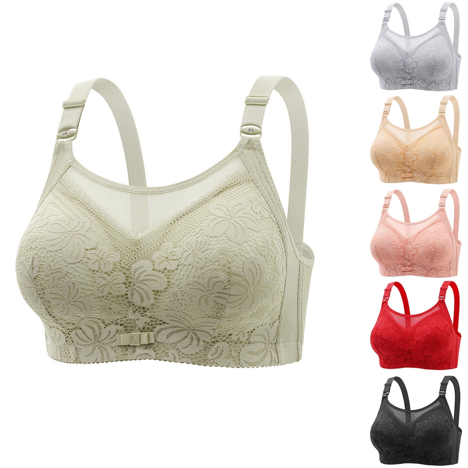 Bvxeep Women's Plus Size Adjustable Bra Thin Wirefree Lifting Side ...