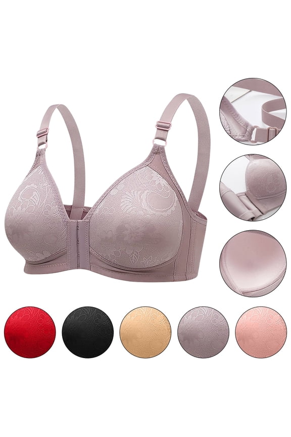 Women's Plus Size Thin Wirefree Push-Up Side Gathering-Exposure Bra Daily Bra