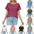 thumbnail image 1 of Bvxeep Women's Solid Color Round Neck Short Sleeve T-shirt Loose Top / Short Sleeve Round Neck Top/Shirt, 1 of 5