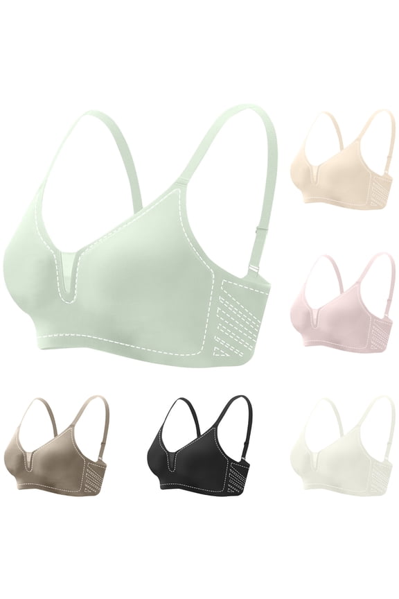 Women's Solid Color Seamless Thin Push-Up Side Armpit Control-Drooping Bra