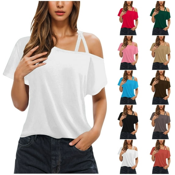 Bvxeep Women's Solid Color Short Sleeve T-shirt Loose Tank Top