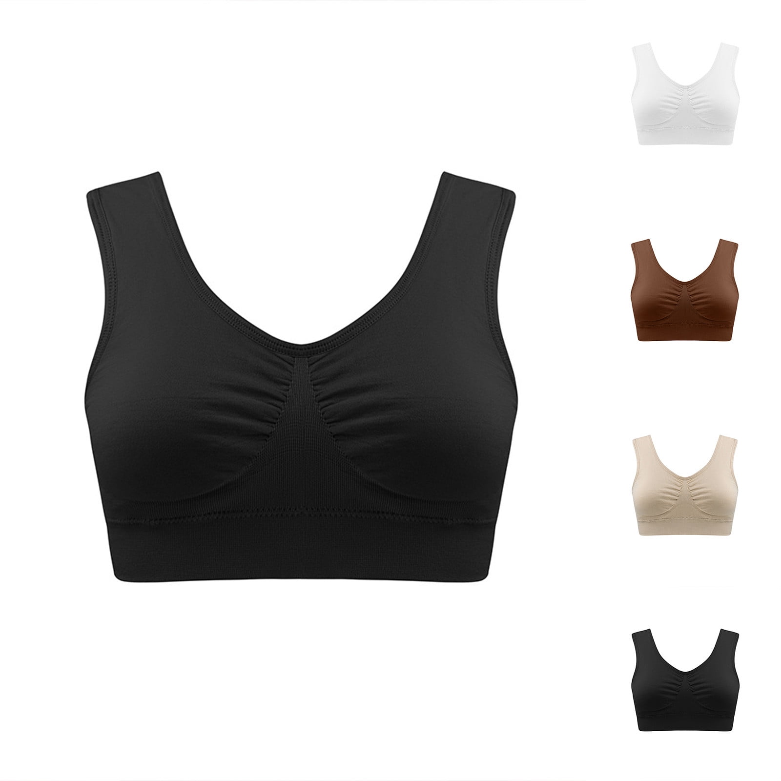 Bvxeep Women's Solid Color Wireless Push-up Plus Size Bra Everyday Bra ...
