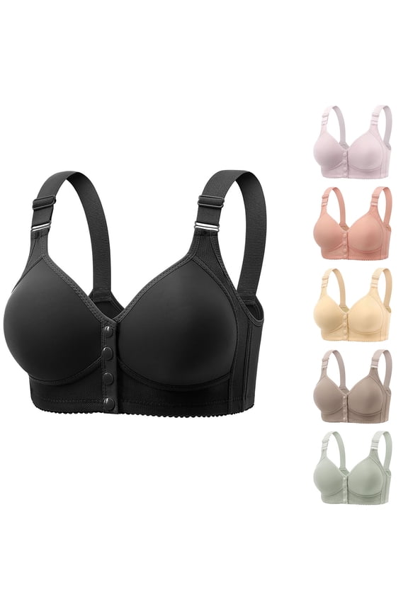 Women's Style Wirefree Thin Fixed Cup Front Closure Plus Size Push-Up Bra