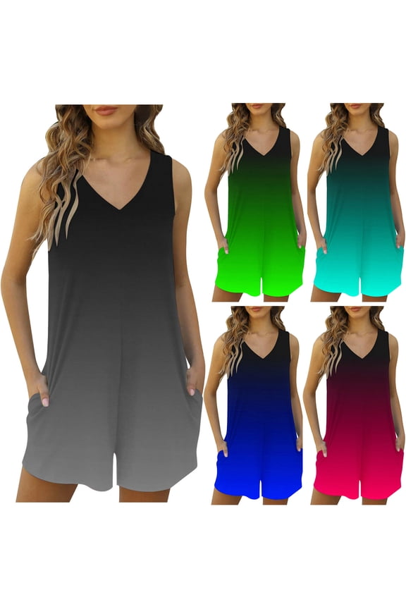 Women's Summer Pocket Camisole Shorts Romper with Romper Shorts