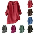 thumbnail image 1 of Bvxeep Women's V-Neck Long Sleeve Linen top Shirt Short Sleeve Crew Neck Top/shirt, 1 of 7