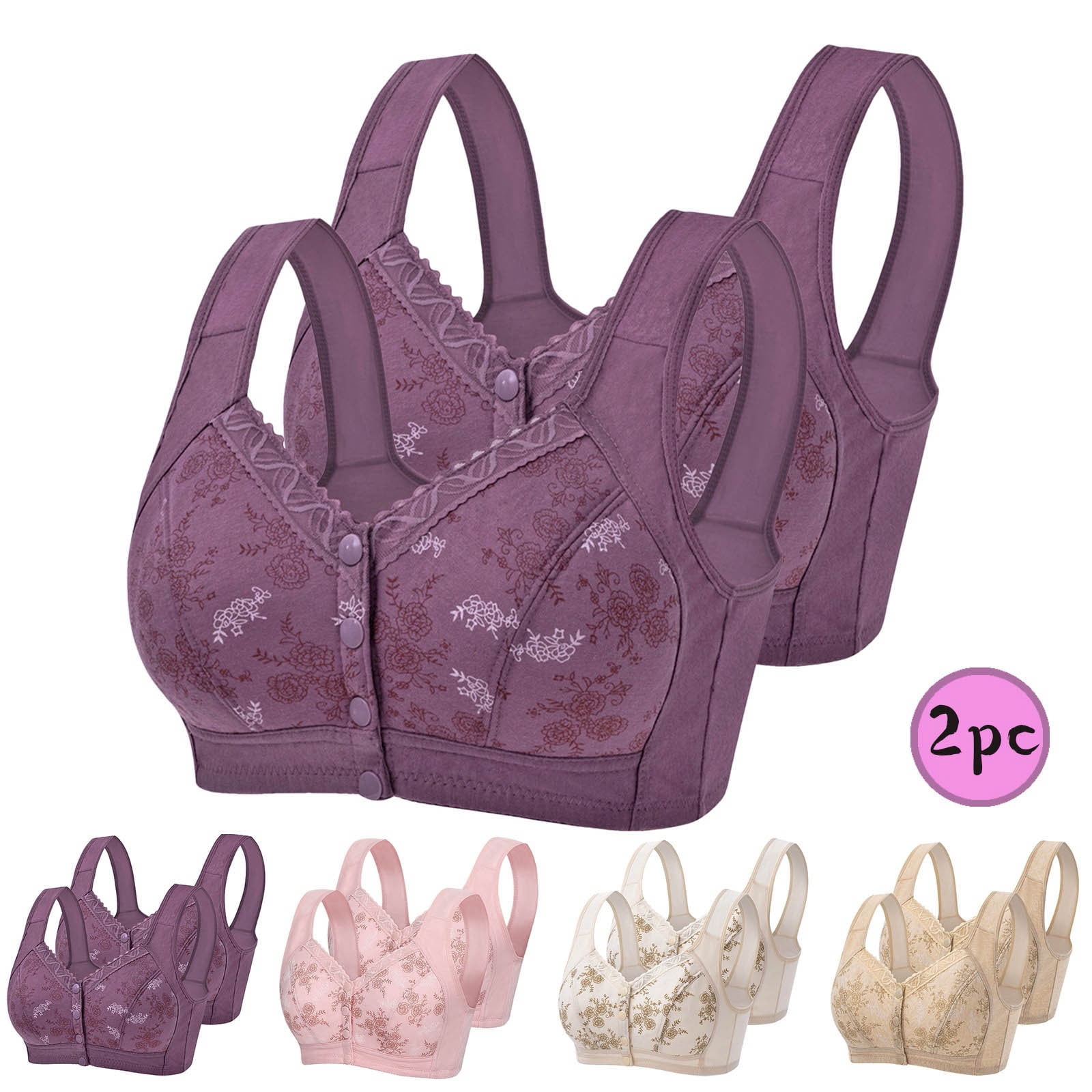 Bvxeep Women's Wireless Plus Size Push-Up Comfortable Breathable Daily ...