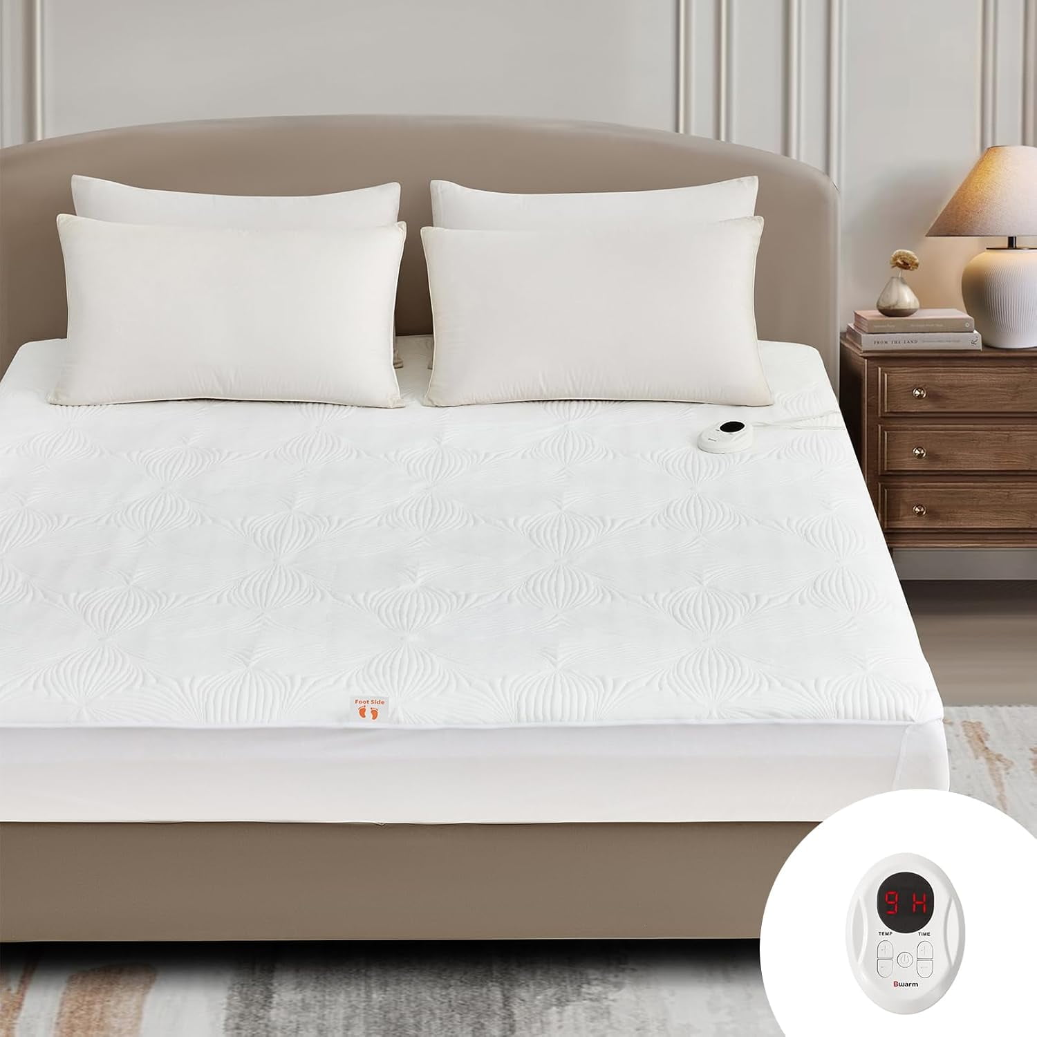 Bwarm Heated Mattress Pad ETL Certified Flower Bed Warmer with 9 Heat ...
